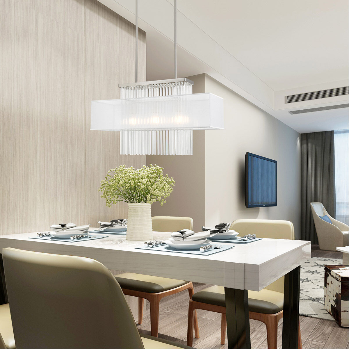 Alexis 3 Light 30 inch Brushed Nickel Linear Chandelier Ceiling Light